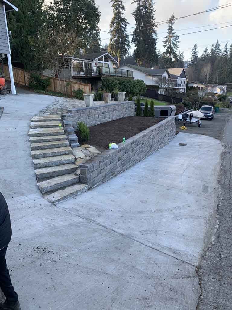 Retaining wall installation in Marysville, WA by Ivan's Landscape & Construction