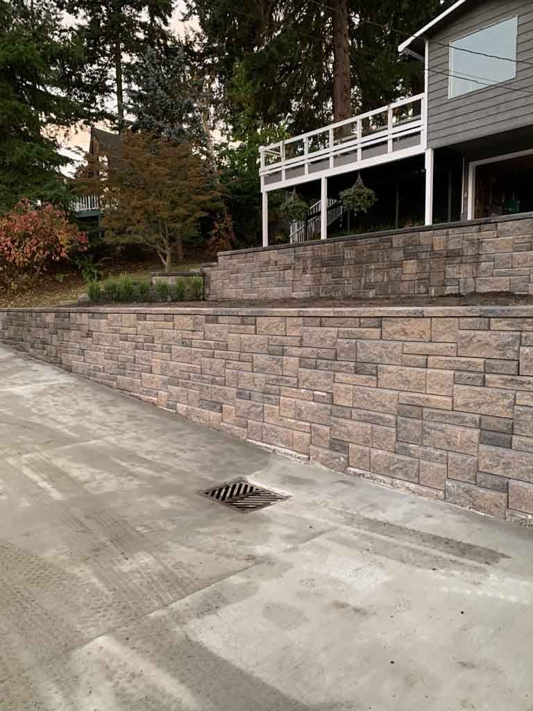 Retaining wall repair project in Snohomish County by Ivan's Landscape & Construction