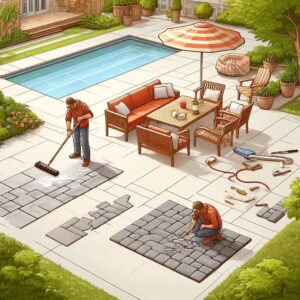 Patio Paver Installation near a Pool in Washington