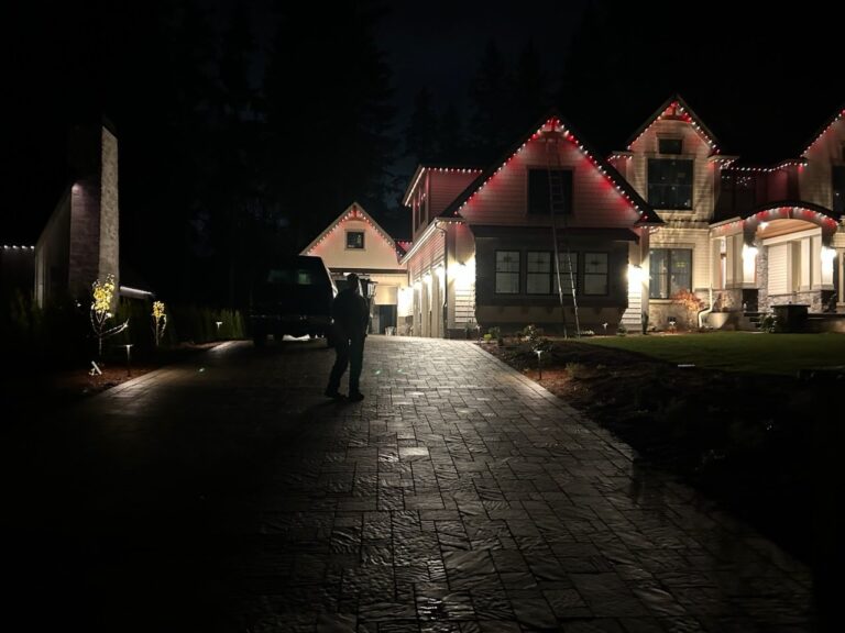 Fully installed landscape lighting for a residential property with Ivans landscape and construction