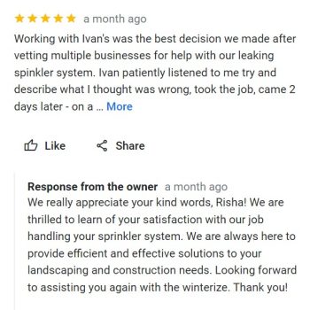 Screenshot of a positive customer review on social media